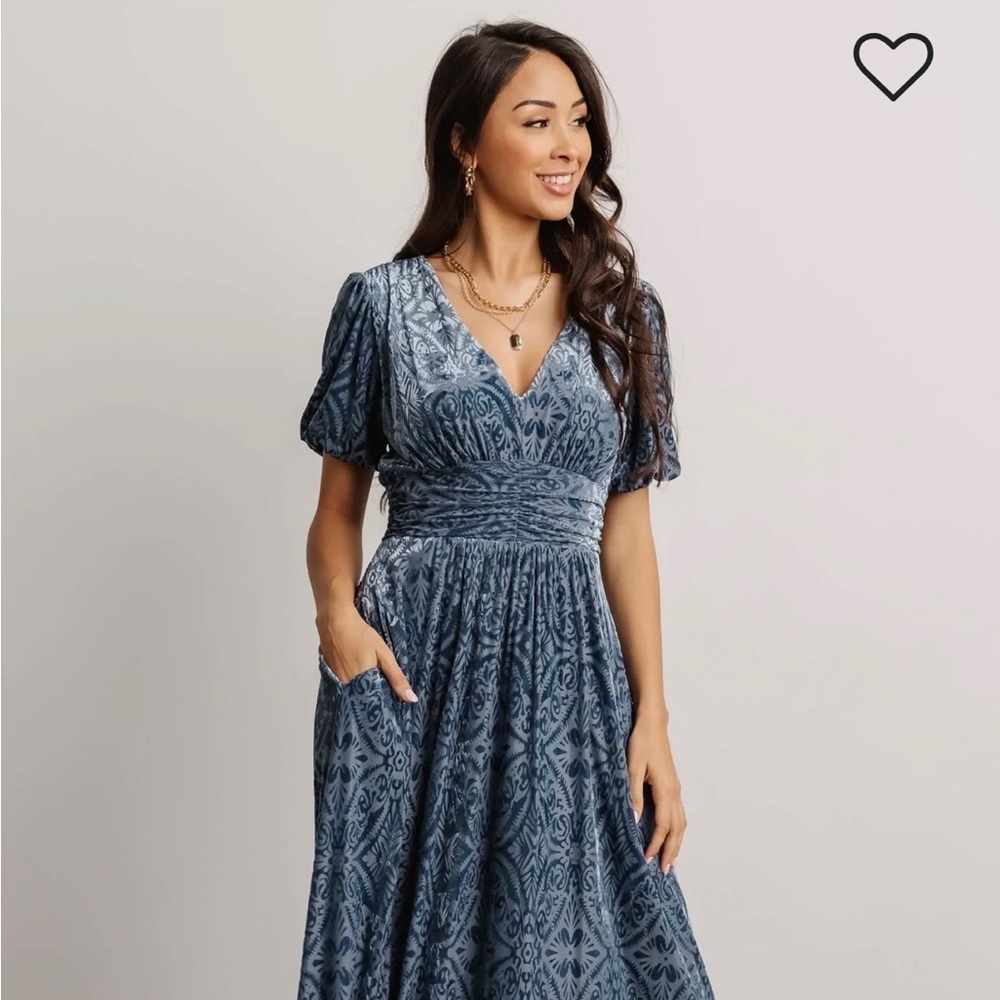 Blue Baltic Born Leslie Velvet Maxi Dress Size Large